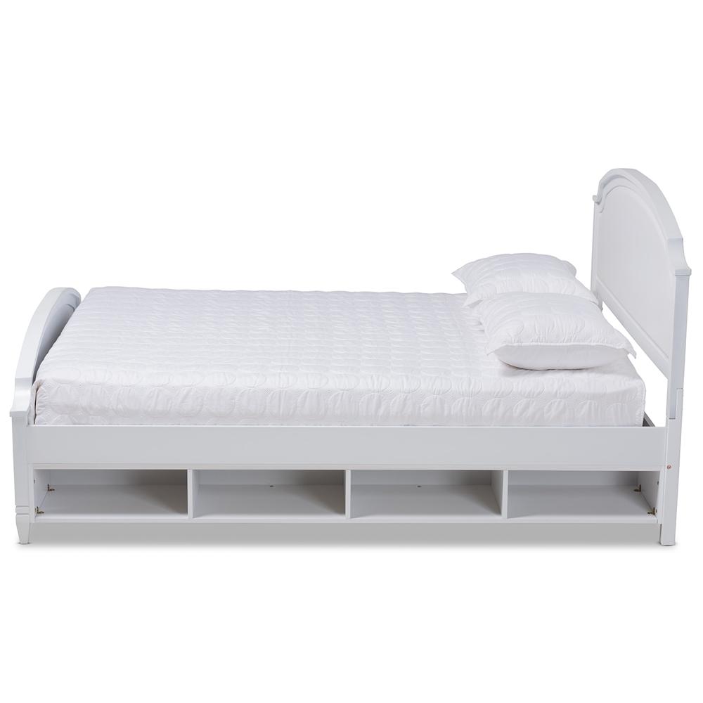 Baxton Studios Beds Baxton Studio Elsie Classic and Traditional White Finished Wood Queen Size Storage Platform Bed