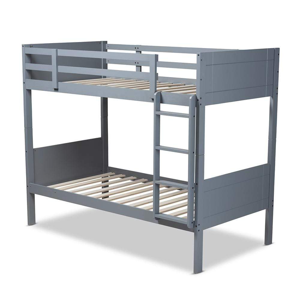 Baxton Studios bunk bed Baxton Studio Elsie Modern and Contemporary Grey Finished Wood Twin Size Bunk Bed