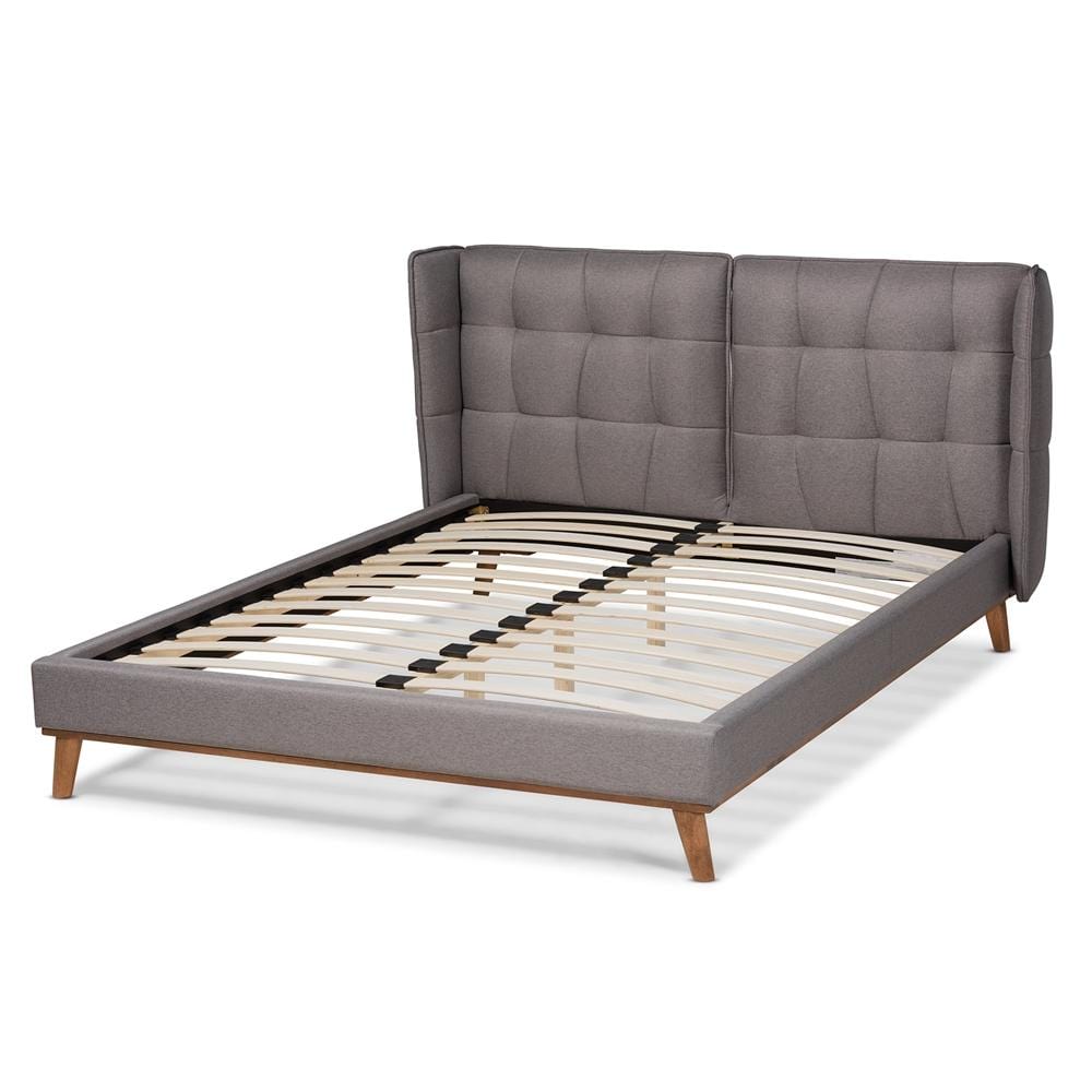 Baxton Studios Bed Baxton Studio Gretchen  Gray Queen Wingback Platform Bed