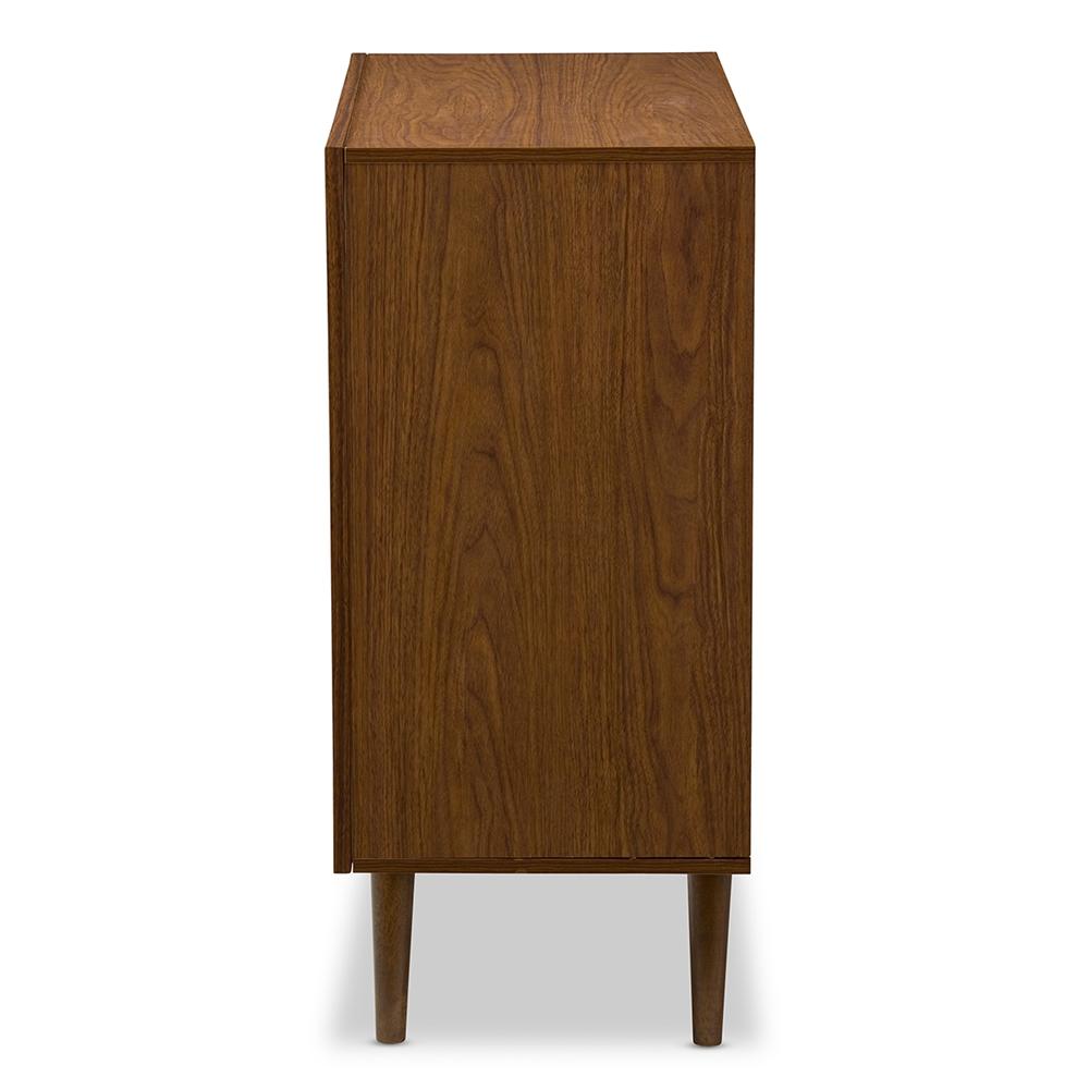 The Bedroom Emporium Baxton Studio Harlow Mid-Century Modern Scandinavian Style White and Walnut Wood 3-Drawer Chest