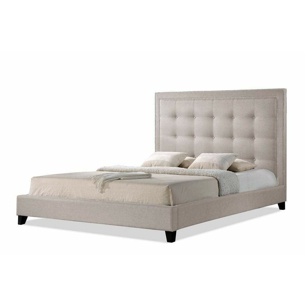 Baxton Studios Bedroom Sets Baxton Studio Hirst Light Beige Platform Bed