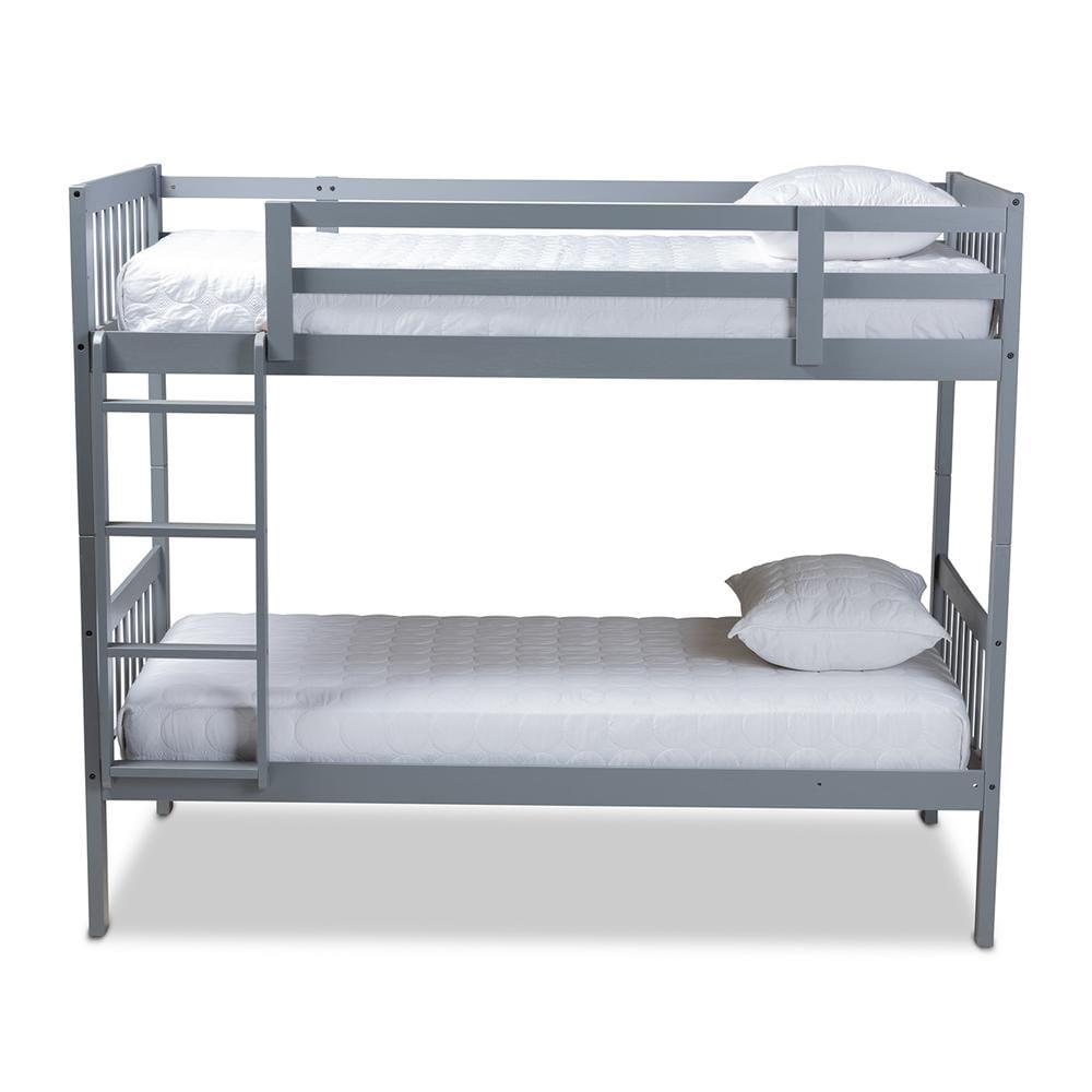 Baxton Studios Bunk Bed Baxton Studio Jude Modern and Contemporary Grey Finished Wood Twin Size Bunk Bed