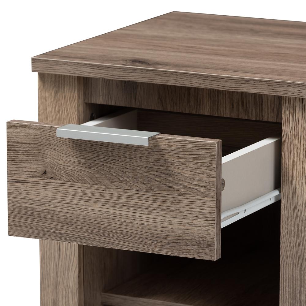 The Bedroom Emporium Baxton Studio Laverne Modern and Contemporary Oak Brown Finished 1-Drawer Nightstand