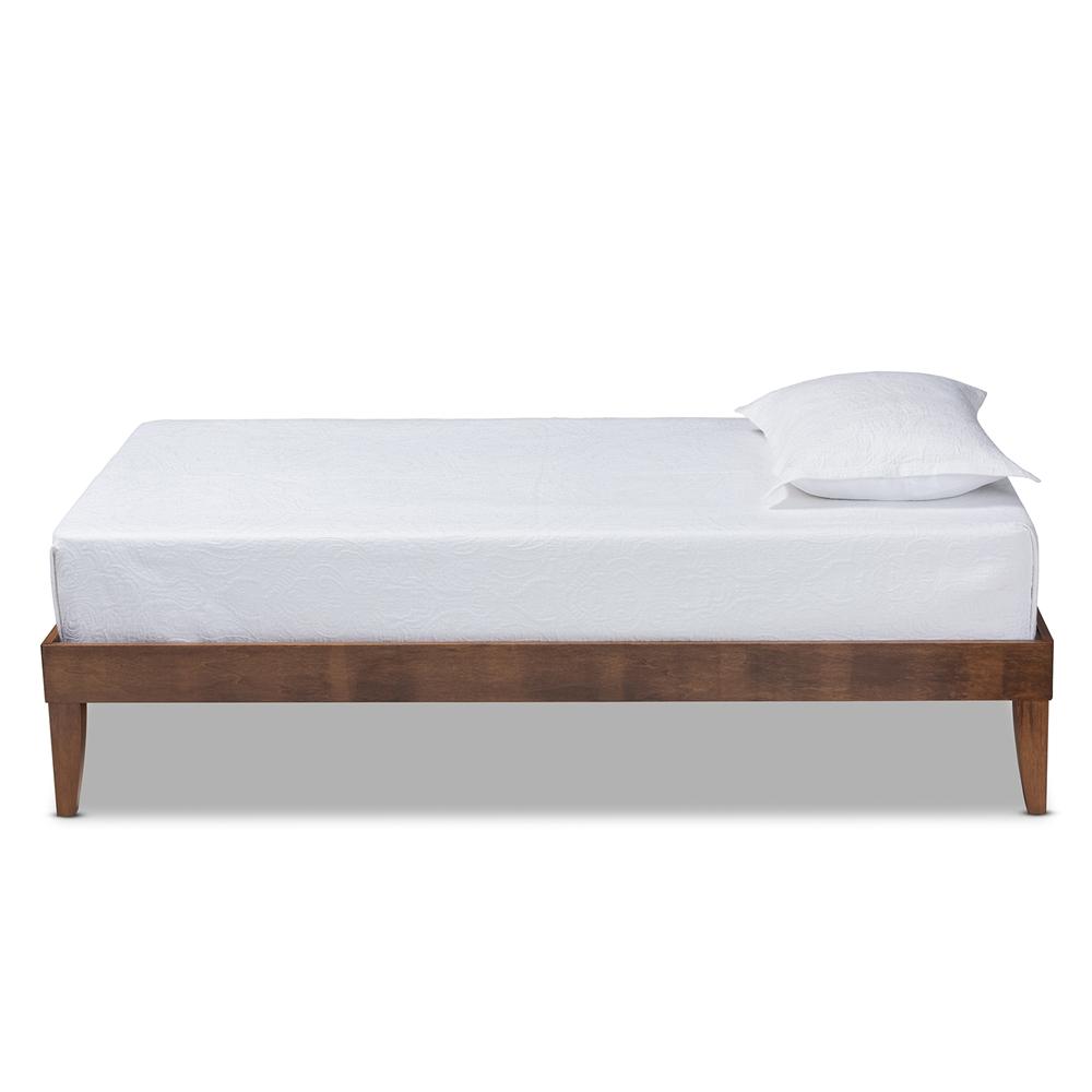 Baxton Studios Bed Baxton Studio Lucina Mid-Century Modern Walnut Brown finished Twin Size Platform Bed Frame