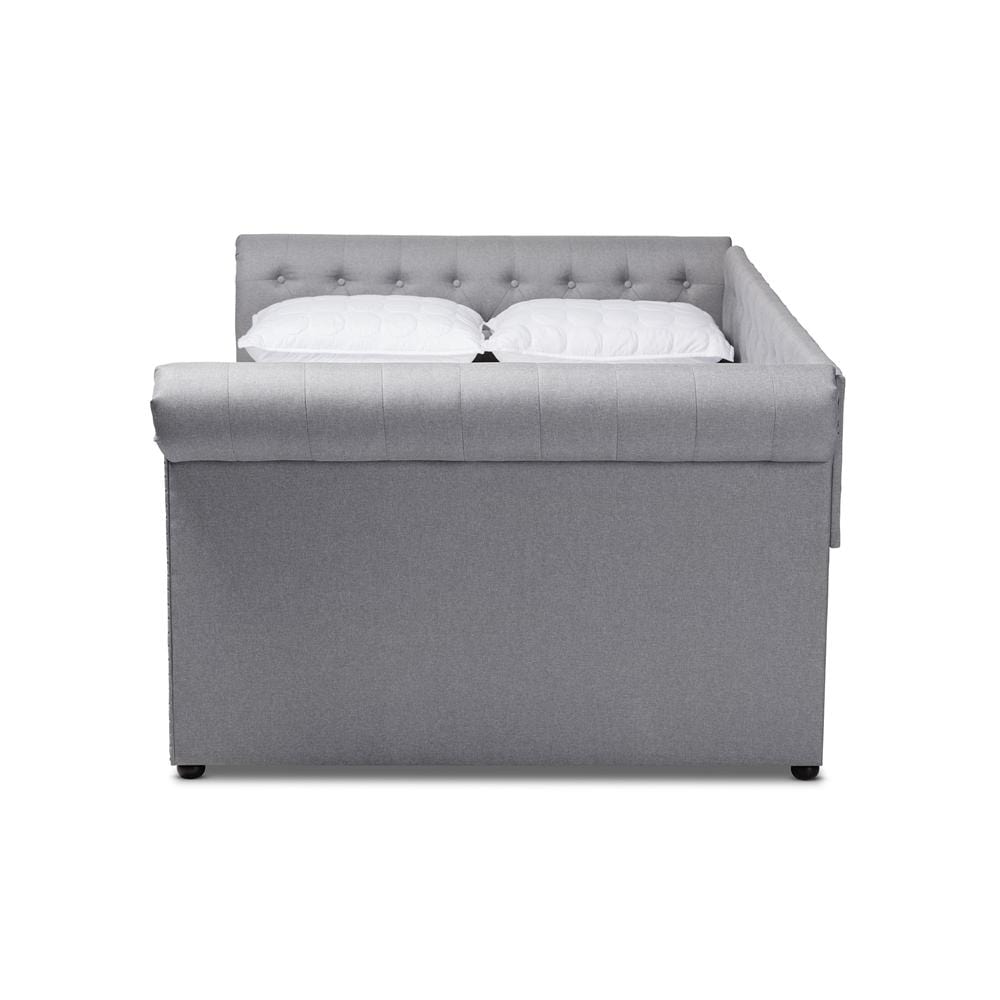 Baxton Studios Daybed Baxton Studio Mabelle Modern and Contemporary Gray Fabric Upholstered Full Size Daybed with Trundle