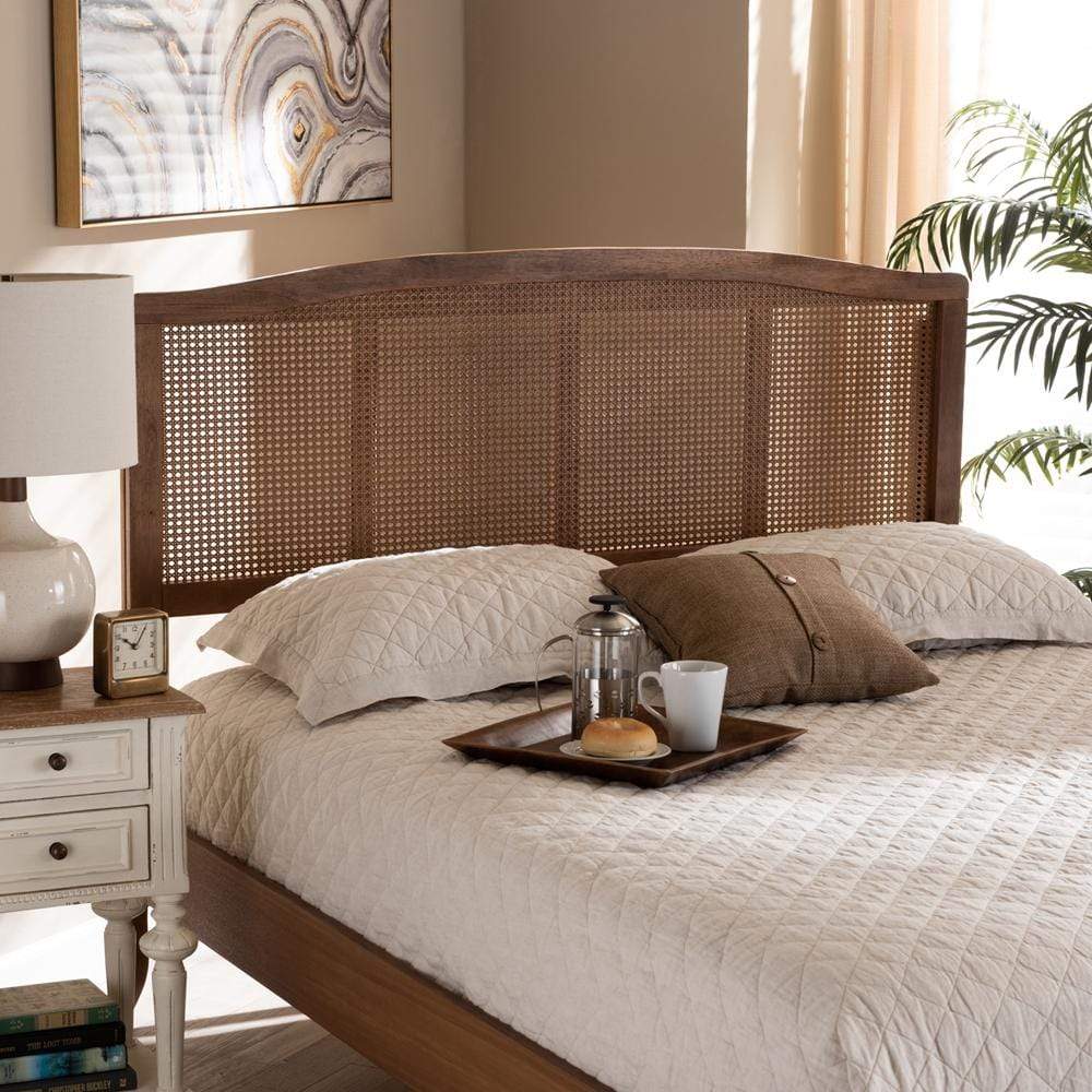 Baxton Studios Headboards Baxton Studio Mareike Mid-Century Modern Wood and Synthetic Rattan Headboard