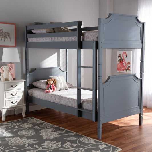 Baxton Studios bunk bed Baxton Studio Mariana Traditional Transitional Grey finished Wood twin Size  Bunk Bed