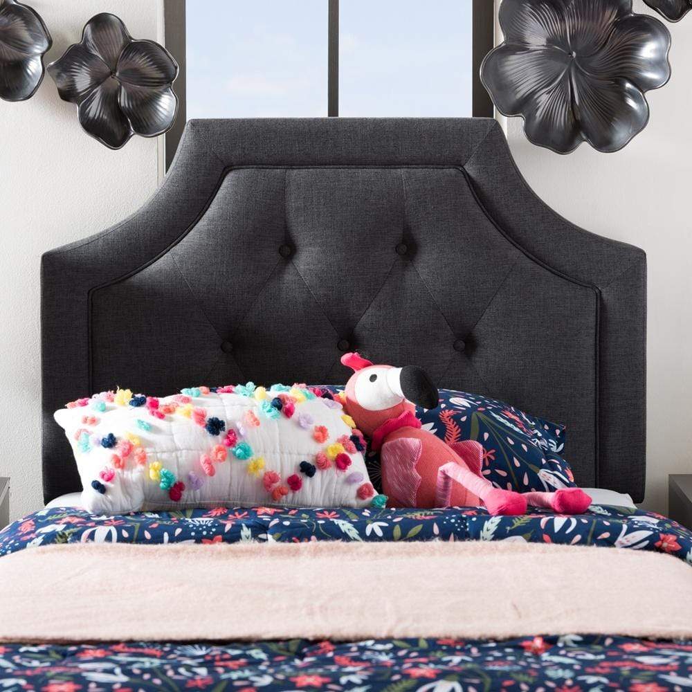 The Bedroom Emporium Baxton Studio Mars Modern and Contemporary Dark Grey Fabric Headboard