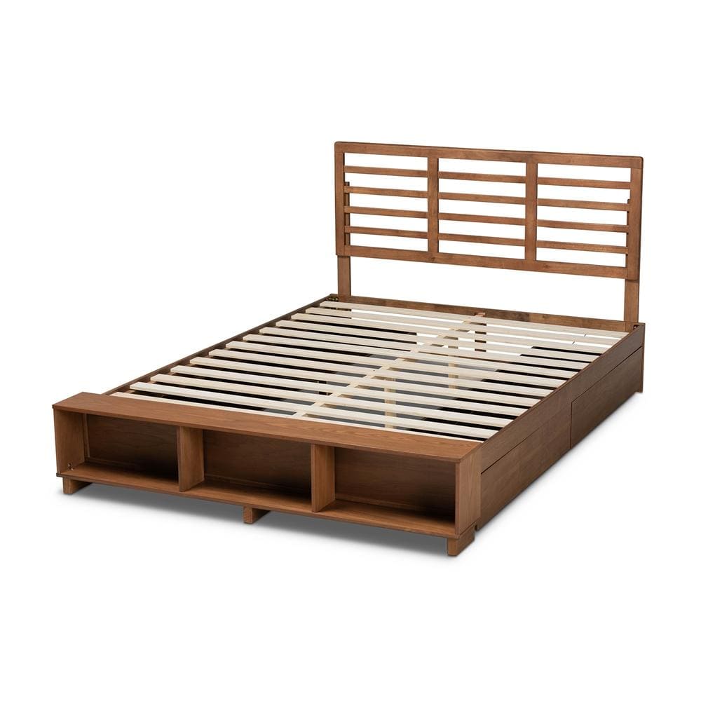 Baxton Studios Bed Baxton Studio Milana Modern Transitional Ash Walnut Brown Finished Wood 4-Drawer King Size Platform Storage Bed