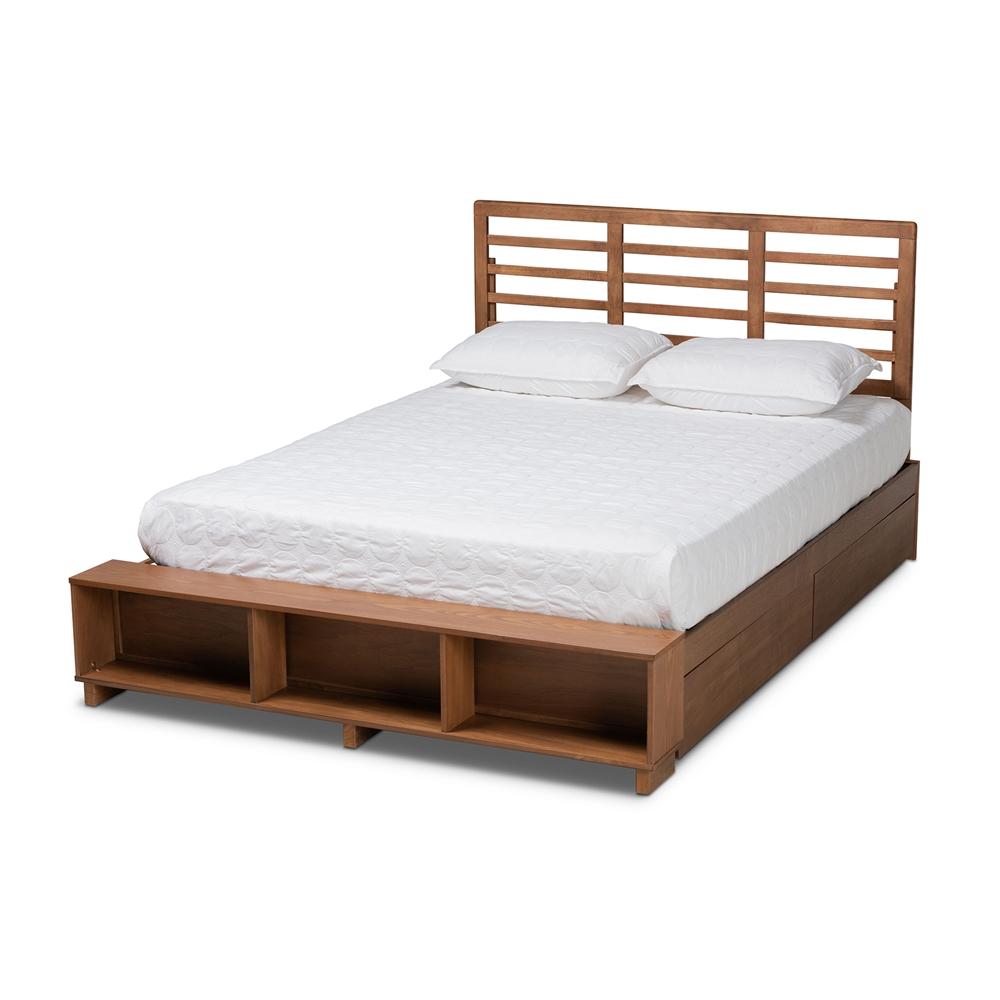 Baxton Studios Bed King Baxton Studio Milana Modern Transitional Ash Walnut Brown Finished Wood 4-Drawer King Size Platform Storage Bed