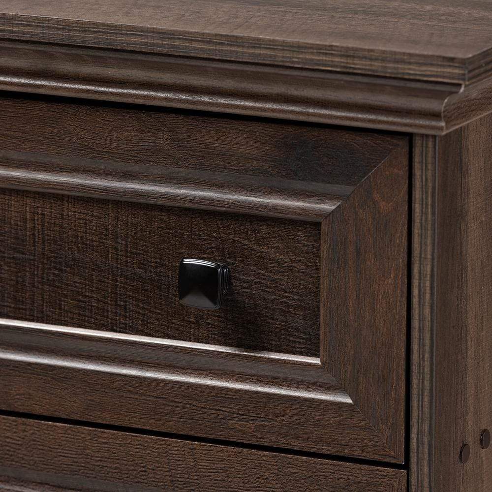 Baxton Studios Chests Baxton Studio Nolan Traditional Transitional Hazel Walnut Brown Finished 5-Drawer Wood Chest