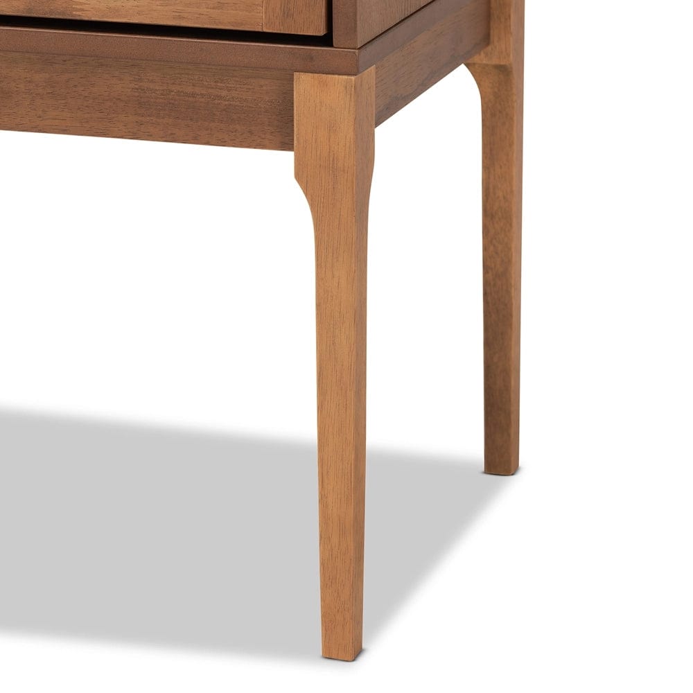 Baxton Studio Baxton Studio Ramiel Mid-Century Modern Ash Walnut Finished Wood and Rattan 1-Drawer Nightstand MG9005-Ash Walnut/Rattan-NS