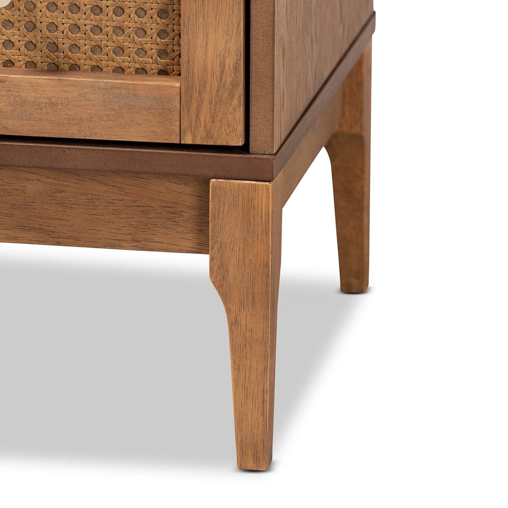 Baxton Studio Baxton Studio Ramiel Mid-Century Modern Ash Walnut Finished Wood and Rattan 4-Drawer Chest MG9005-Ash Walnut/Rattan-4DW-Chest