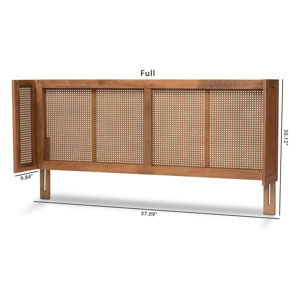 Baxton Studios Headboards Baxton Studio Rina Mid-Century Modern Wood and Synthetic Rattan Wrap-Around headboard