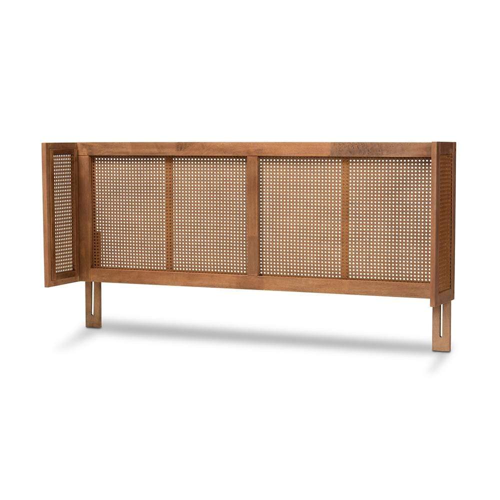 Baxton Studios Headboards King / Ash Walnut Baxton Studio Rina Mid-Century Modern Wood and Synthetic Rattan Wrap-Around headboard