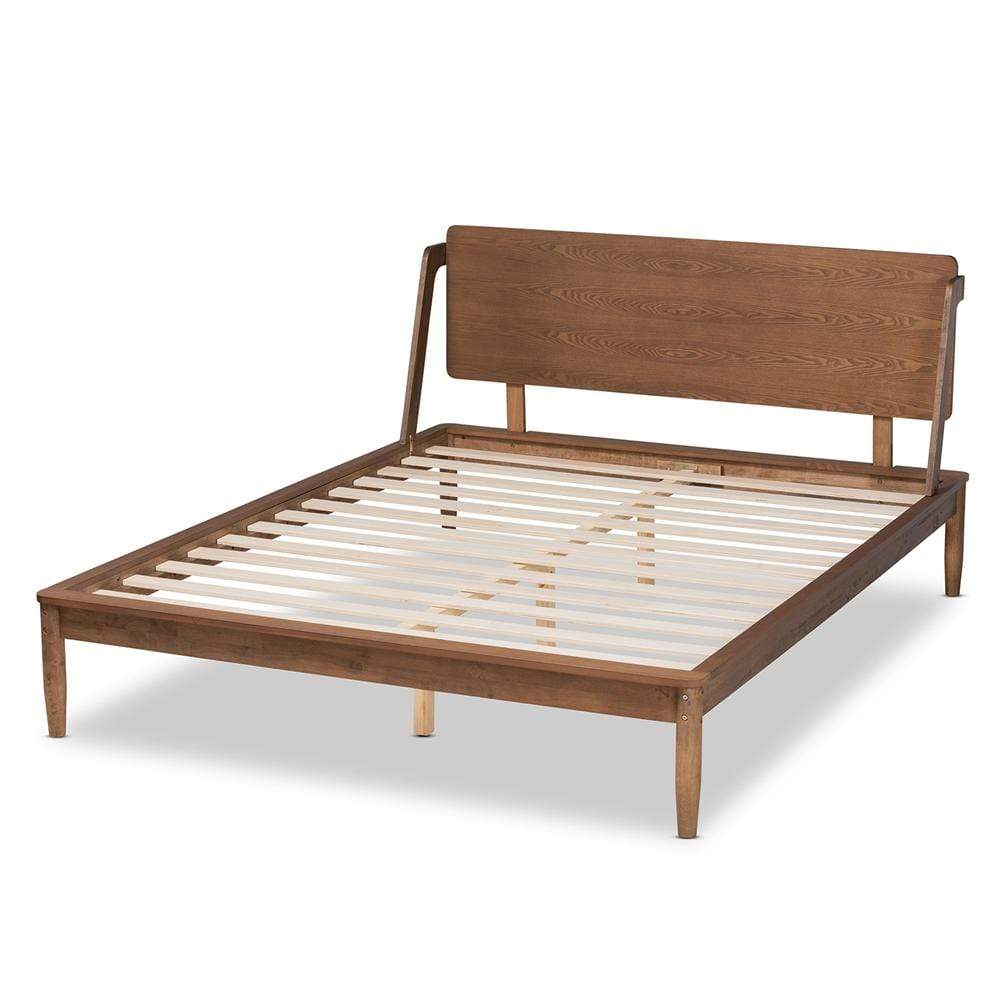 Baxton Studios Bed Baxton Studio Sadler Mid-Century Modern Ash Walnut Brown Finished Wood King Size Platform Bed