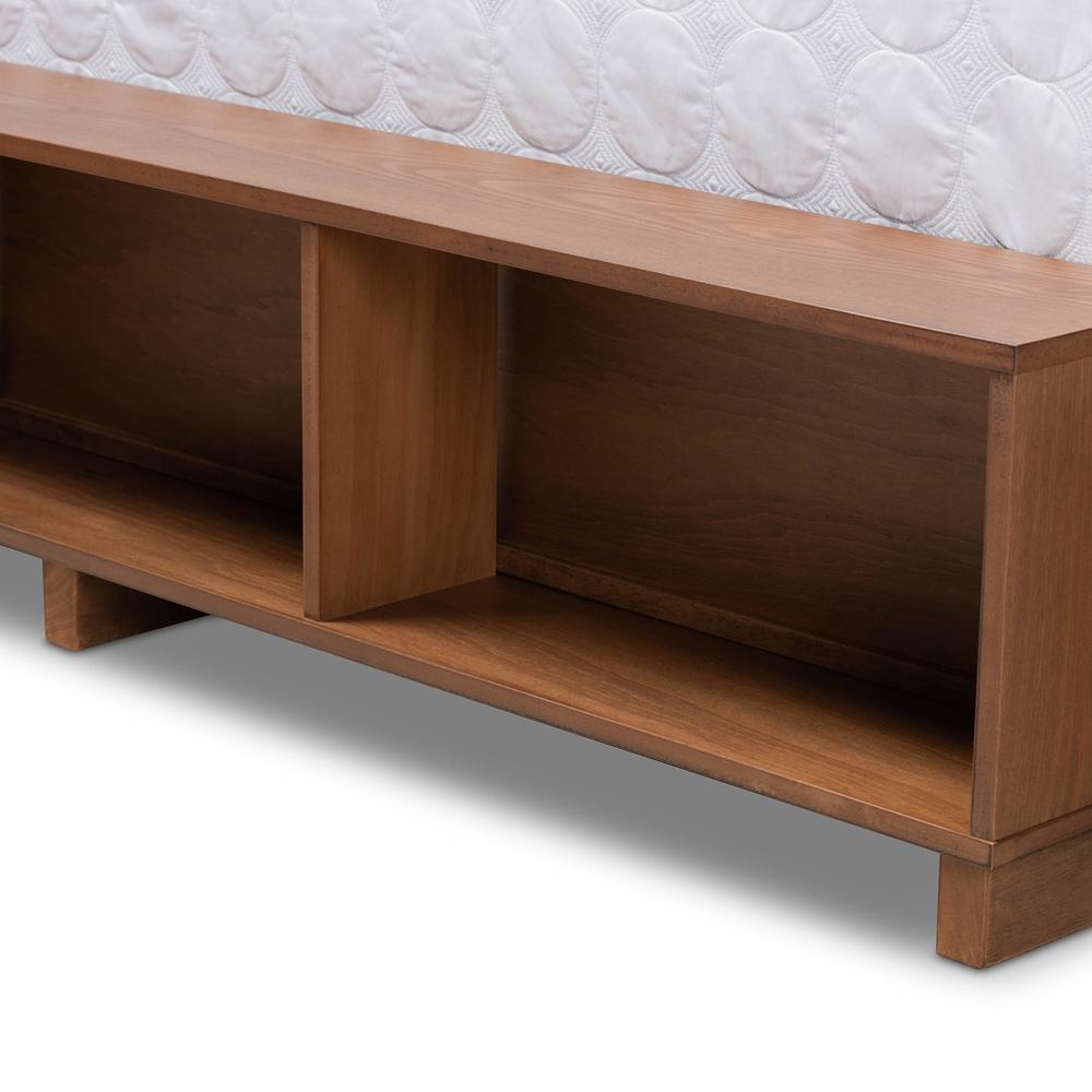 Baxton Studios Bed Baxton Studio Tamsin Modern Transitional Ash Walnut Brown Finished Wood Queen Size 4-Drawer Platform Storage Bed with Built-in Shelves