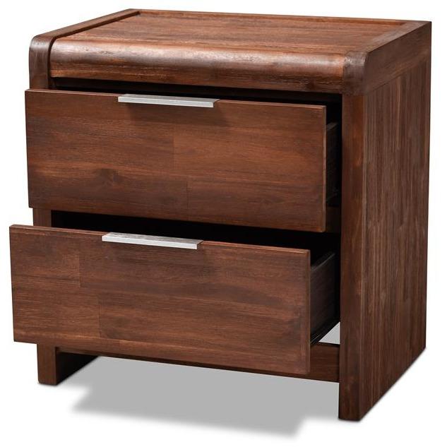 Baxton Studios Night Stand Baxton Studio Torres Modern and Contemporary Brown Oak Finished 2-Drawer Wood Nightstand