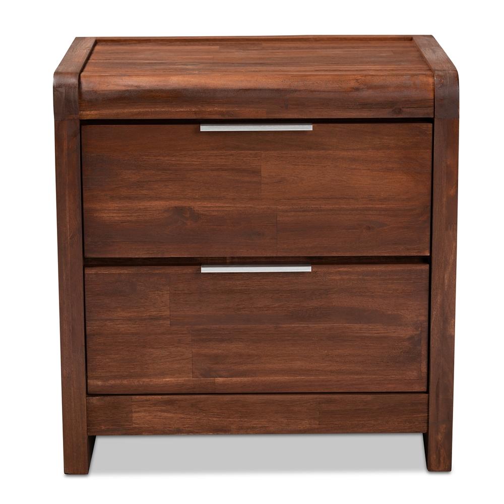 Baxton Studios Night Stand Baxton Studio Torres Modern and Contemporary Brown Oak Finished 2-Drawer Wood Nightstand