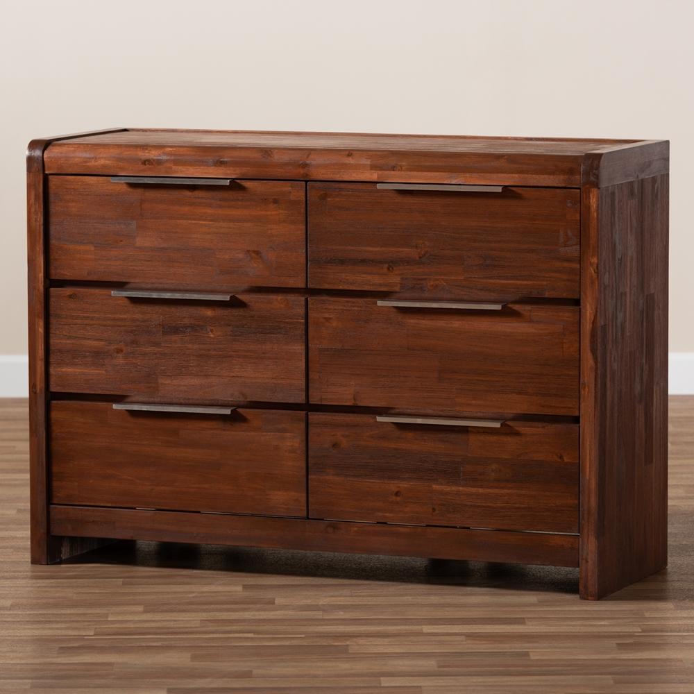 Baxton Studios Dresser Baxton Studio Torres Modern and Contemporary Brown Oak Finished 6-Drawer Wood Dresser