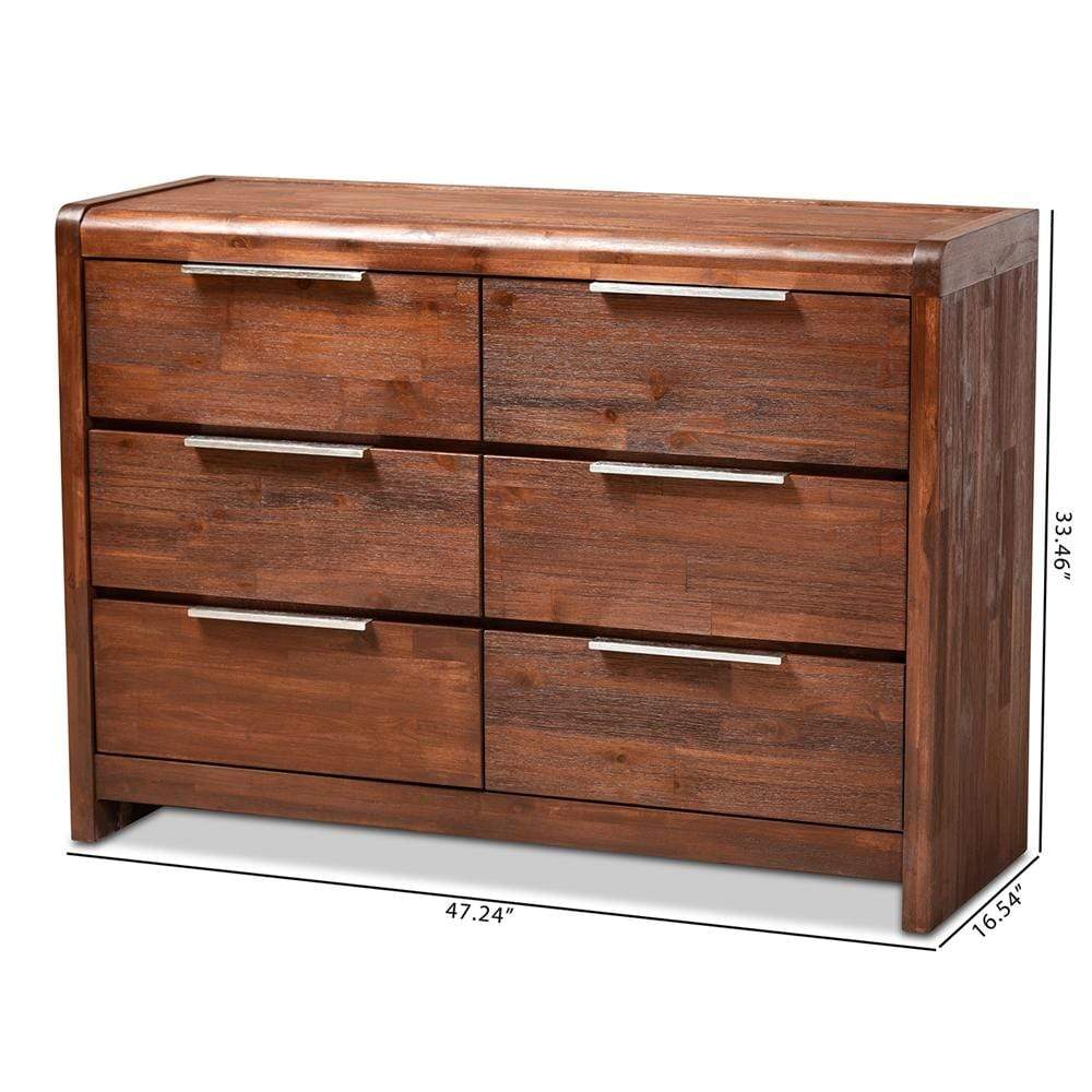 Baxton Studios Dresser Baxton Studio Torres Modern and Contemporary Brown Oak Finished 6-Drawer Wood Dresser