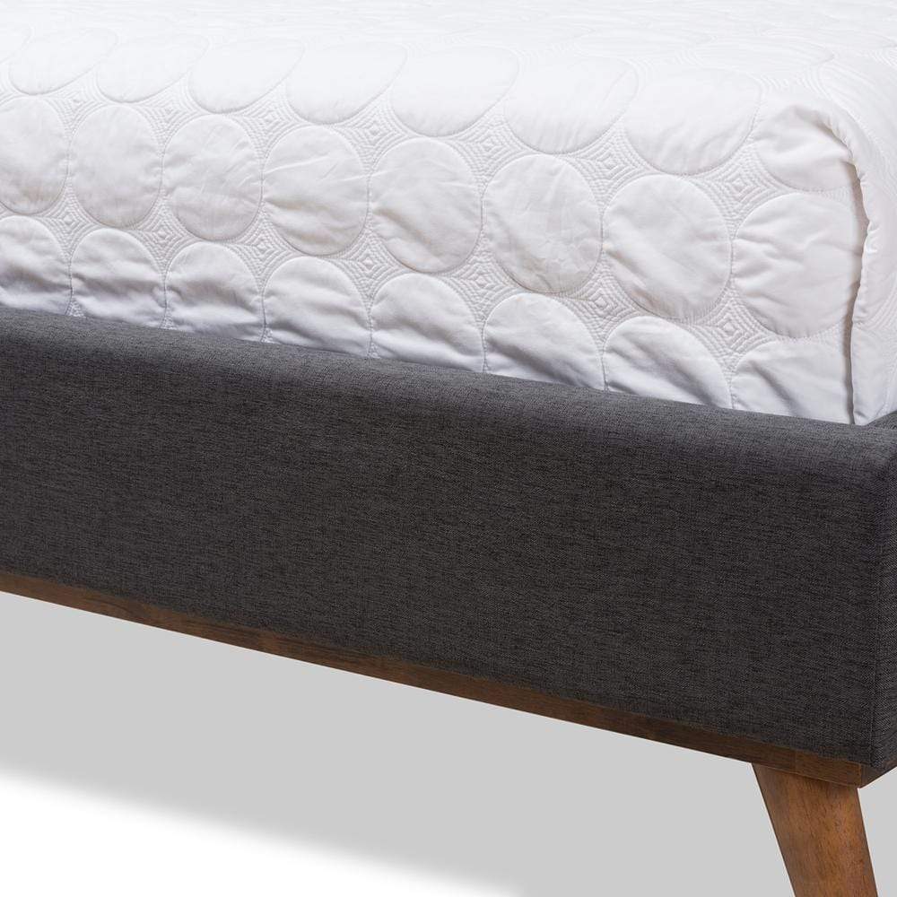 Baxton Studios Bed Baxton Studio Valencia Mid-Century Modern Dark Grey Fabric Queen Size Platform Bed