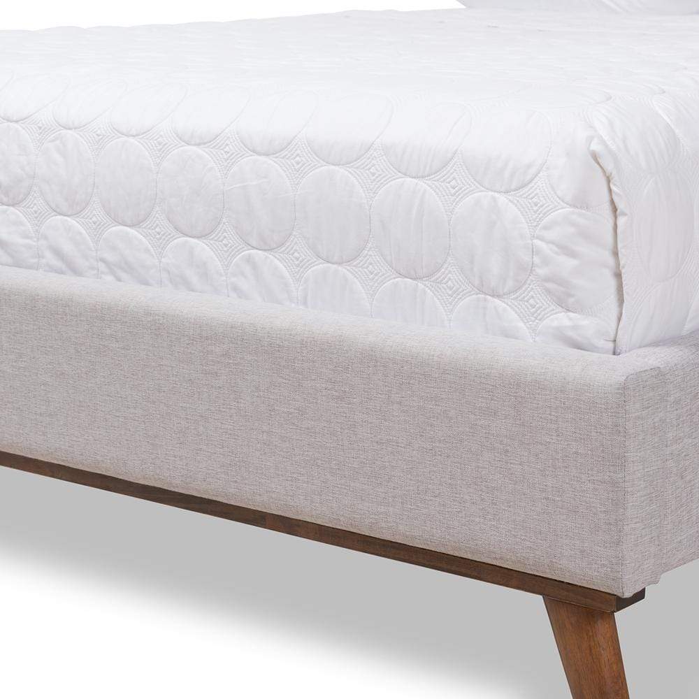 Baxton Studios Bed Baxton Studio Valencia Mid-Century Modern Greyish Beige Fabric Platform Bed