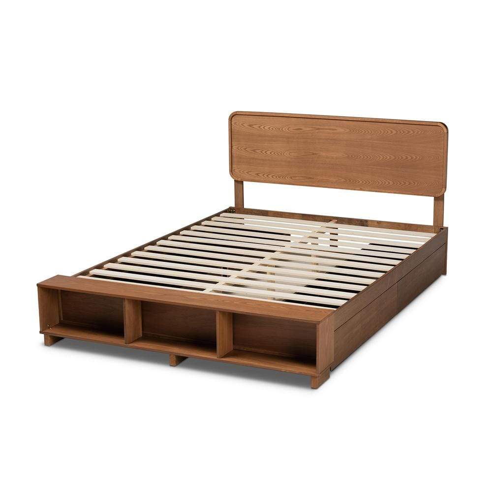 Baxton Studios Bed Baxton Studio Vita Modern Transitional Ash Walnut Brown Finished Wood 4-Drawer King Size Platform Storage Bed