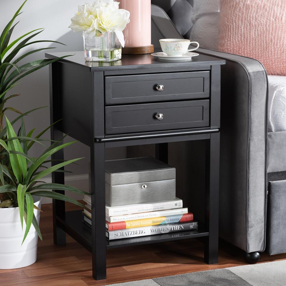 Baxton Studios Night Stand Baxton Studio Willow modern Transitional 2-Drawer Wood Nightstand