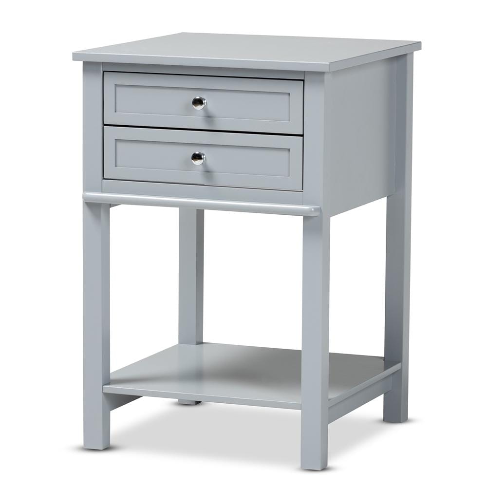 Baxton Studios Night Stand Light Grey Baxton Studio Willow modern Transitional 2-Drawer Wood Nightstand