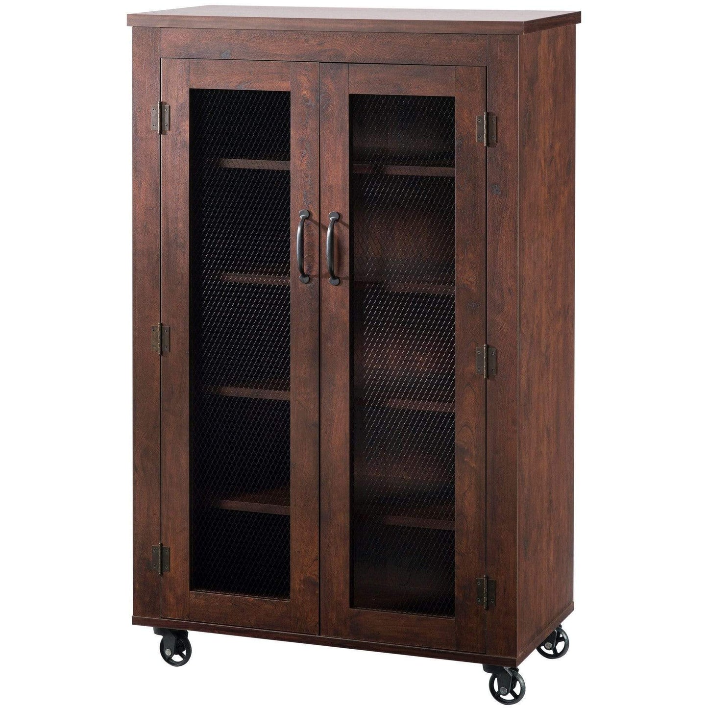 Furniture of America cabinet Vintage walnut Bailey Industrial style Shoe Cabinet in Vintage Walnut