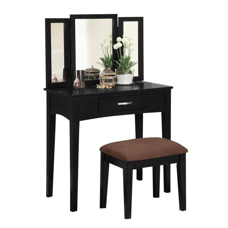 Furniture of America Vanity Balister Transitional Style Vanity Table & Stool Set Balister Transitional Style Vanity Table & Stool Set in Black