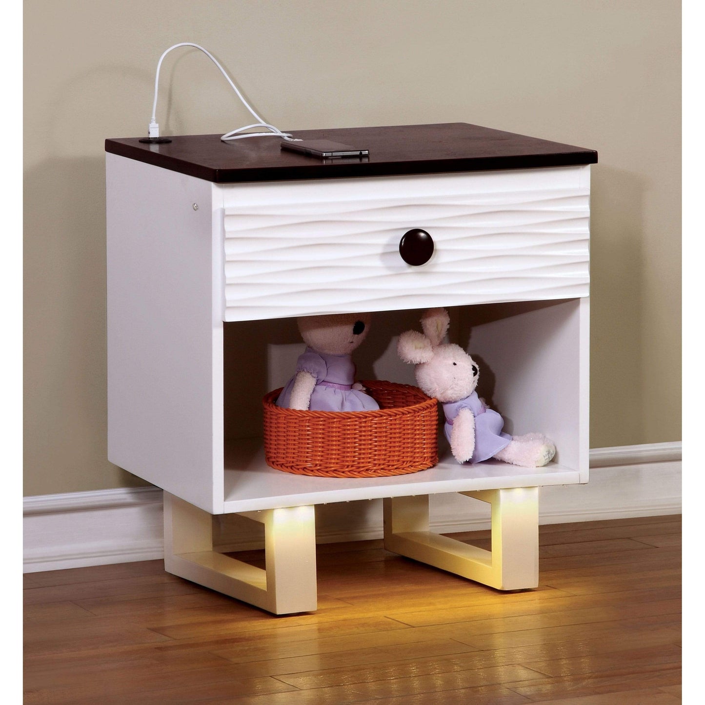 Furniture of America Nightstand Bella Transitional Two Tone Nightstand Bella Transitional Two Tone Nightstand