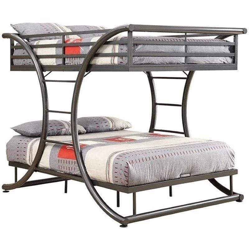 Furniture of America Bunk Bed Circa Contemporary Full  Over Full Bunk Bed in Gun Metal