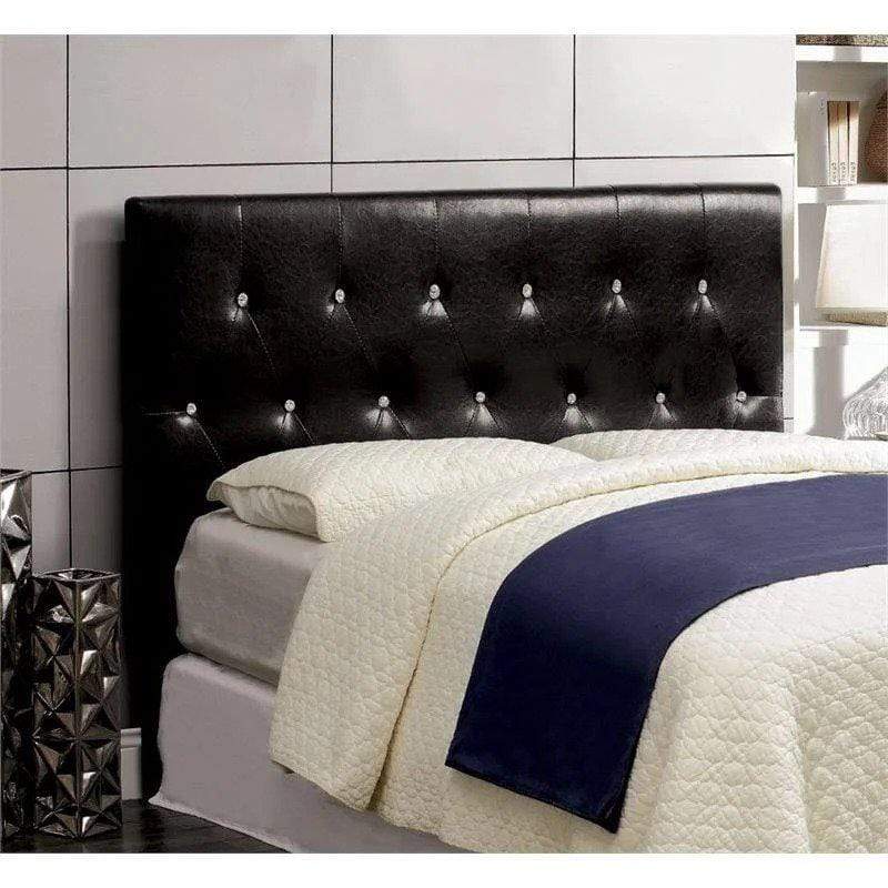 Furniture of America Nazz Contemporary Tufted Crocodile Leatherette Headboard full/ queen / black IDF-7794BK-HB-FQ