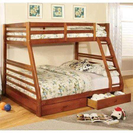 Furniture of America Bunk Bed Oaklie Transitional Twin over Full Bunk Bed