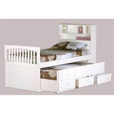 MYCO Trundle Bed Avalon Twin Captain's Bed with Twin Trundle & Storage in White Finish