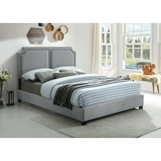 MYCO Bed Kimberly Nailhead Queen Bed, Gray