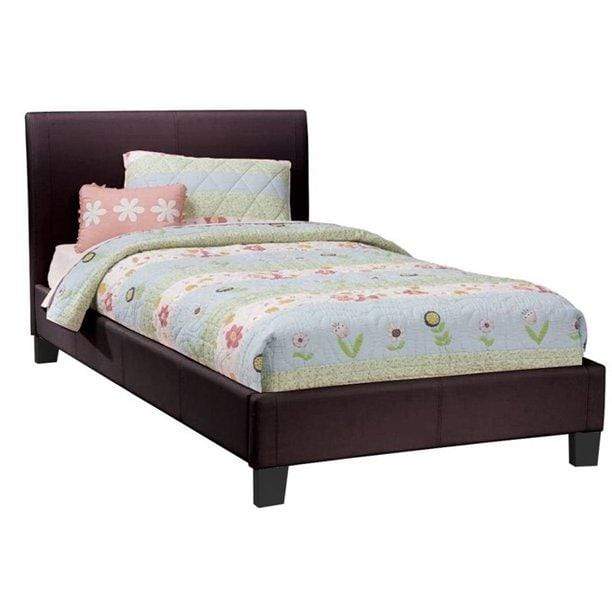 MYCO Bed Queen Bed in Black Midtown Platform Queen Bed in Black Faux Leather