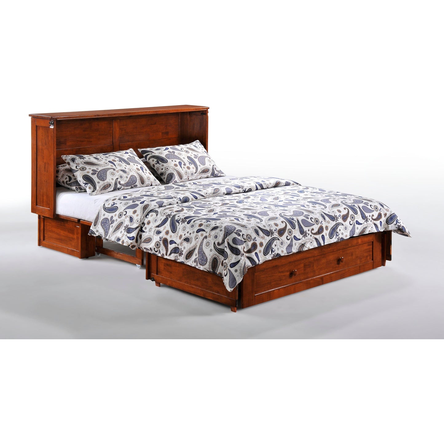 Night and Day Clover Murphy Cabinet Bed in Cherry Finish with Mattress