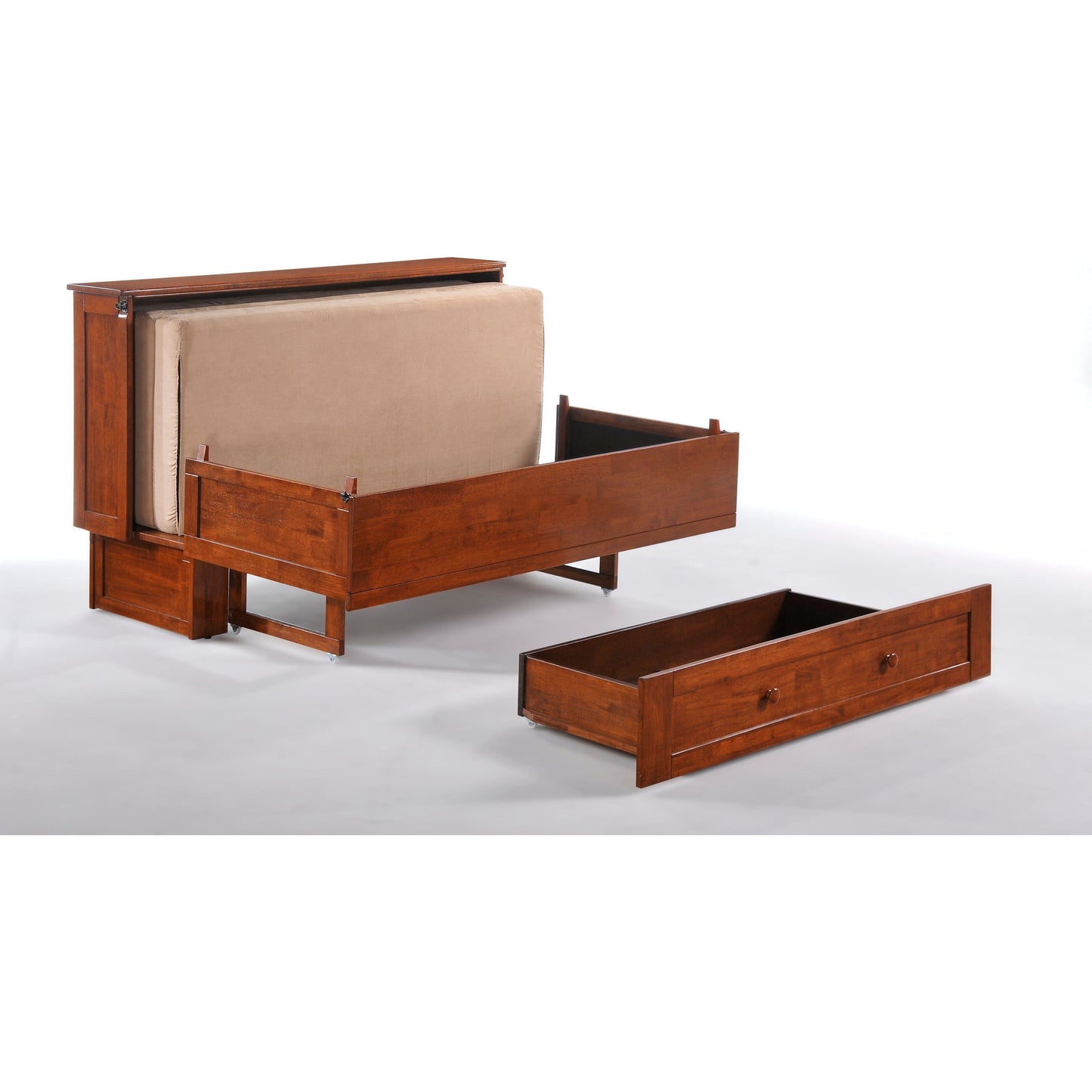 Night and Day Clover Murphy Cabinet Bed in Cherry Finish with Mattress